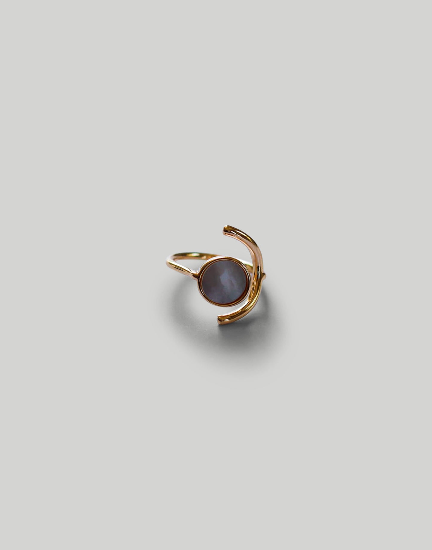 The Geo Crescent Pearl Adjustable Ring