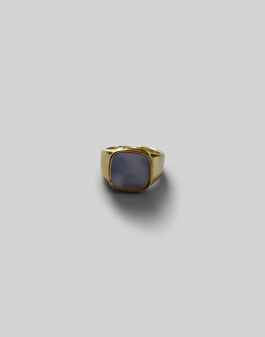 The Adjustable Square Shell Signet Ring